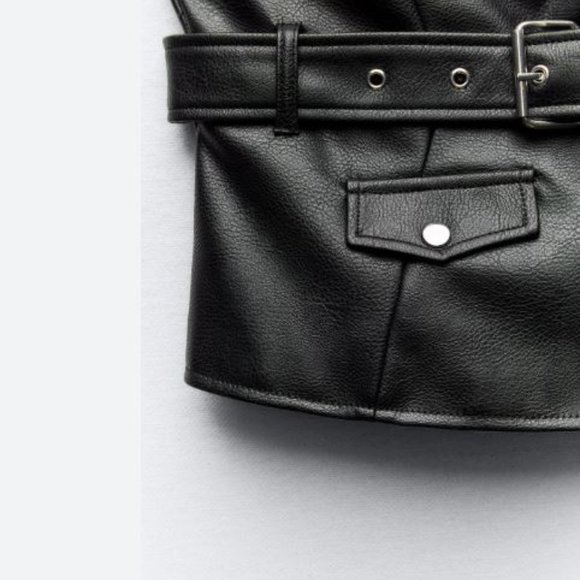 Assymetric Faux Leather Tube Top - Picture 4 of 5